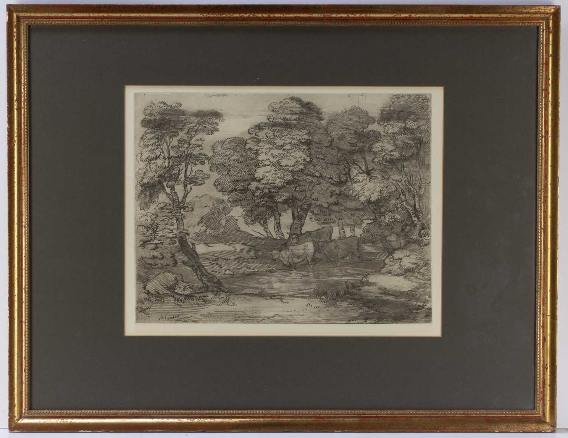 After Thomas Gainsborough (1727-1788) 'Wooded Landscape with Cows beside a Pool, Figures and - Image 6 of 9