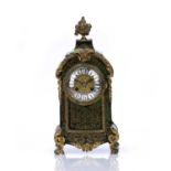 Boulle green tortoiseshell mantel clock French, late 19th Century with striking movement, marked A