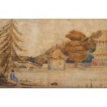 Frank.S.Marryat (1826-1855) Two watercolour album studies 'West Point, Hong Kong', marked in