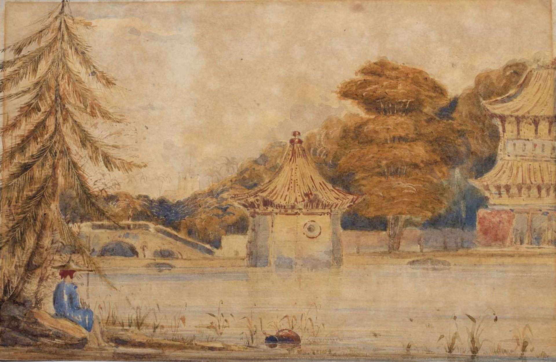 Frank.S.Marryat (1826-1855) Two watercolour album studies 'West Point, Hong Kong', marked in