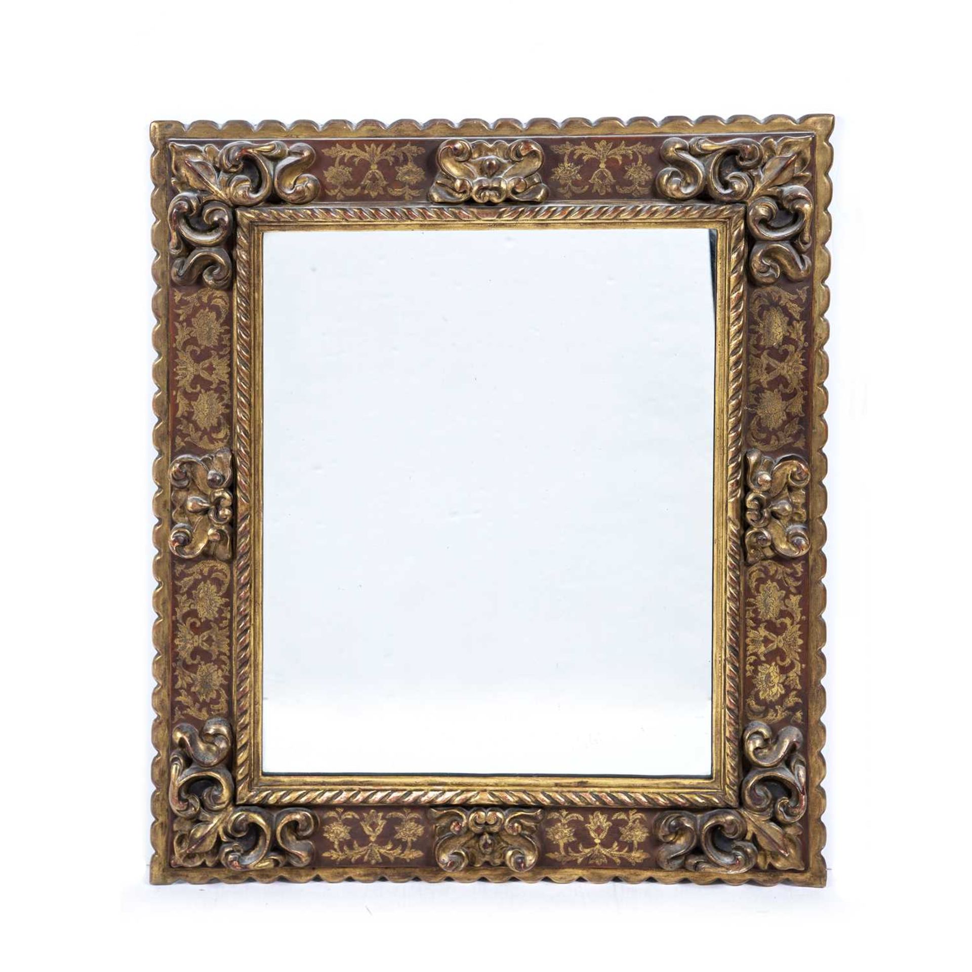 Giltwood Flemish style mirror with a carved frame, 86cm x 71cmA few light marks and some wear.