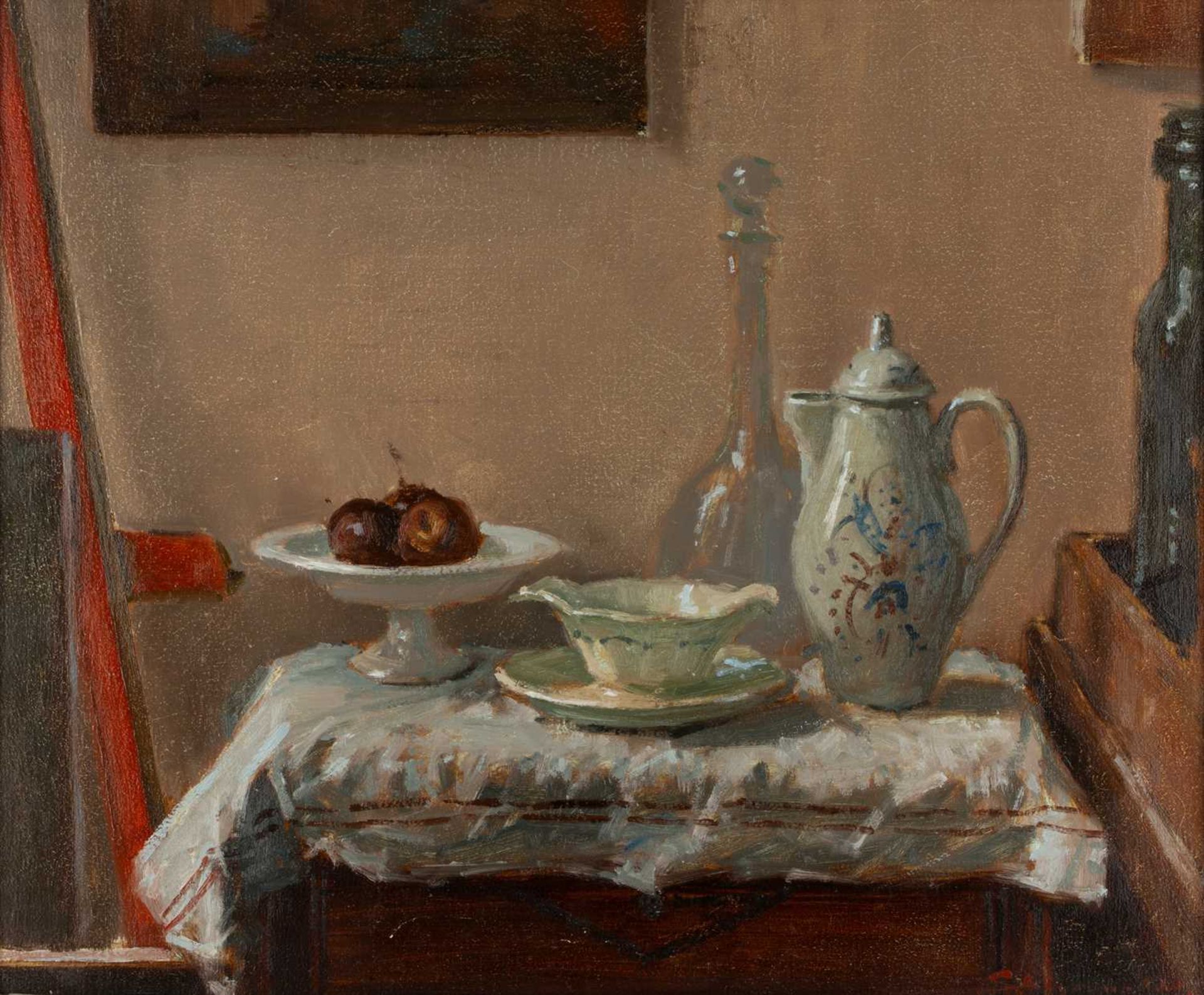 Shig***** (20th Century Continental School) 'Untitled still life table setting', oil on canvas,