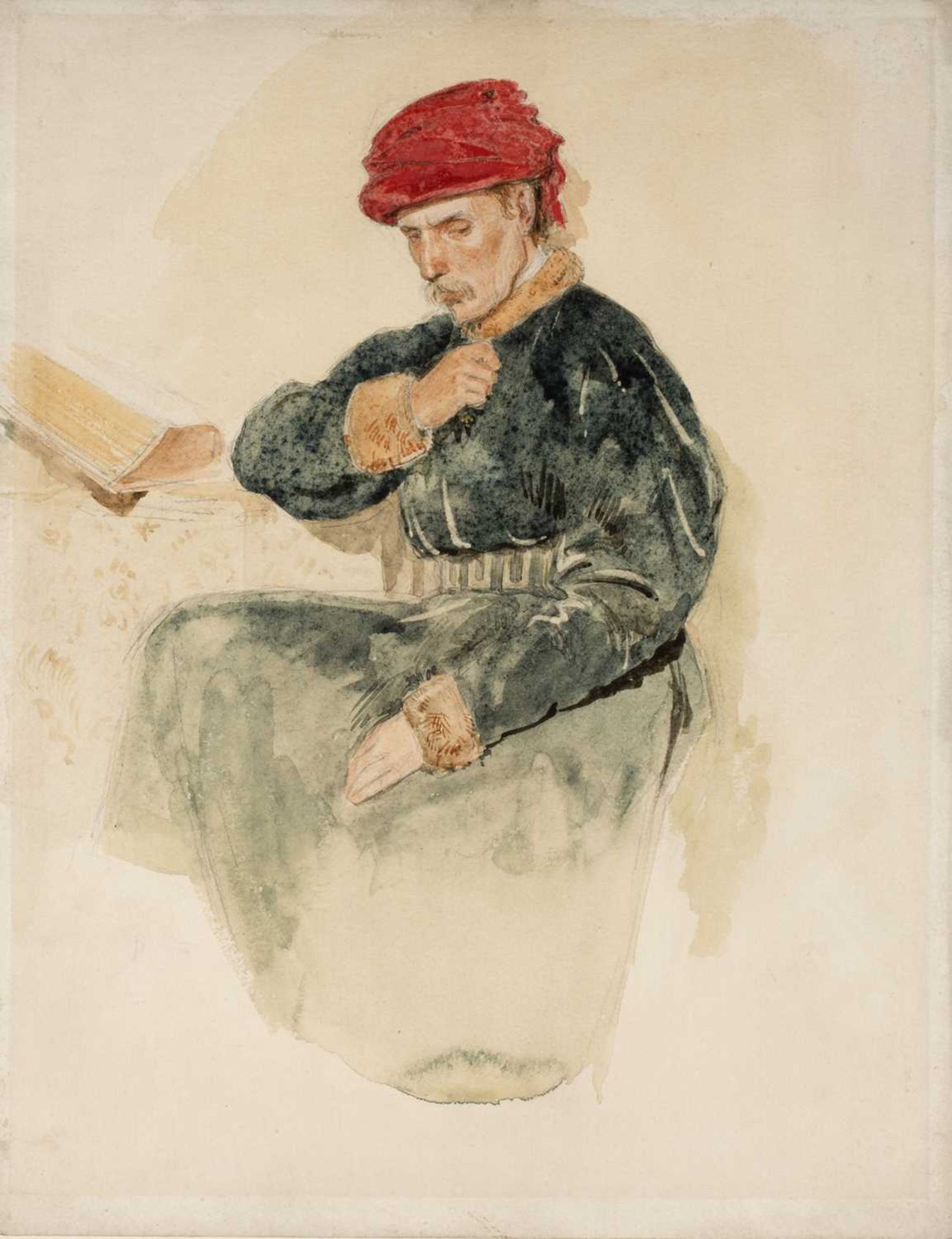 Attributed to John Frederick Lewis (1805-1876) 'Untitled study of a gentleman', watercolour,