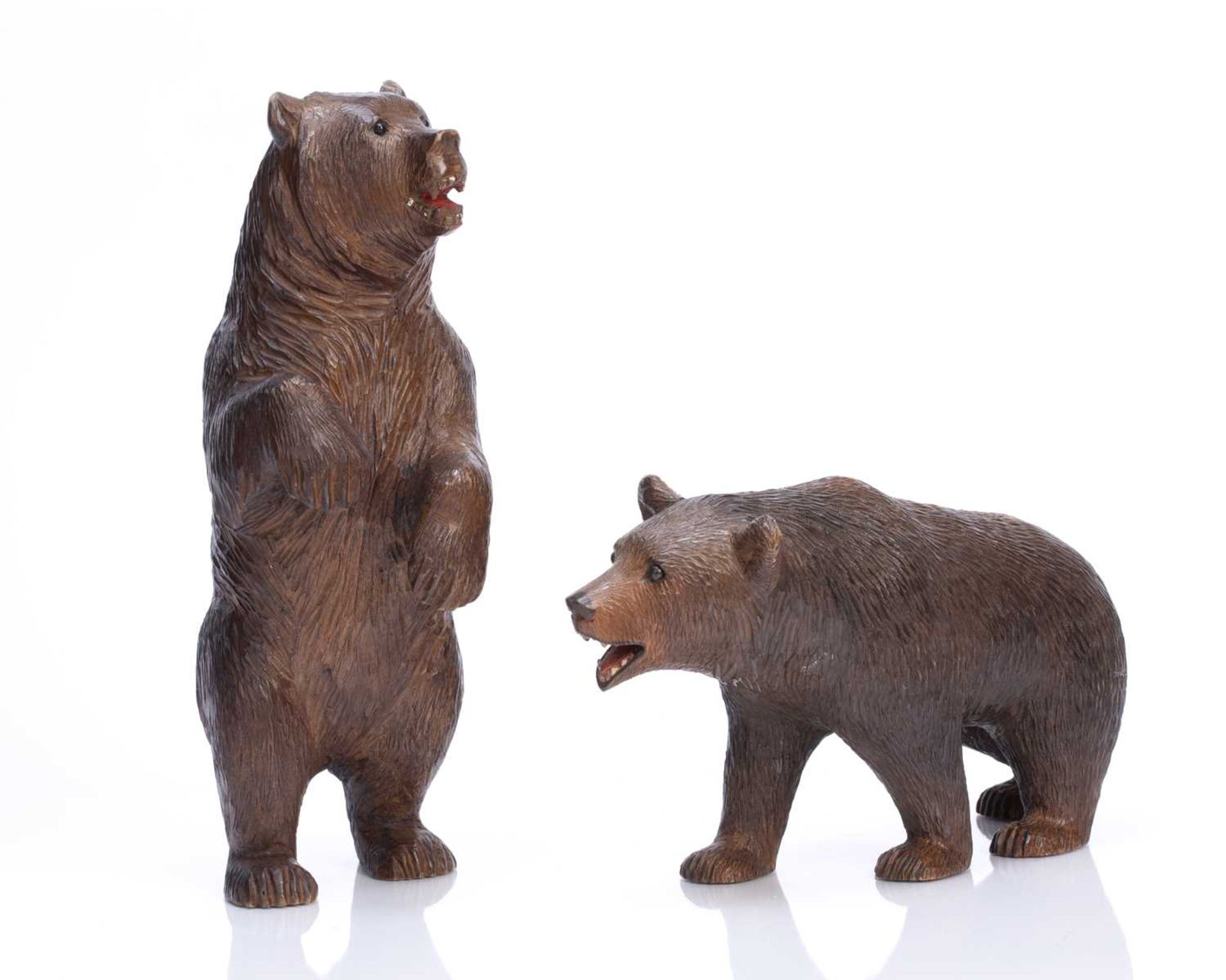 Two large Black Forest models of bears carved wood with painted details, one marked 'RM' the other - Image 4 of 11