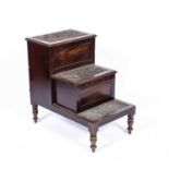 Mahogany step commode 19th Century, with two lift up steps, 45cm wide x 69cm highOriginal carpet