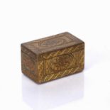 Small brass box 19th Century, with engraved floral and geometric decoration, unmarked, 6.5cm x 3.5cm