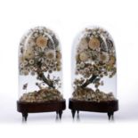 Pair of Sailors sweetheart or valentine terrariums Victorian, composed of various arranged sea