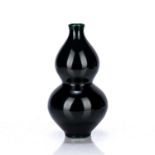 Dark blue/green double gourd vase Chinese, 19th Century, with four character underglaze mark, 24cm