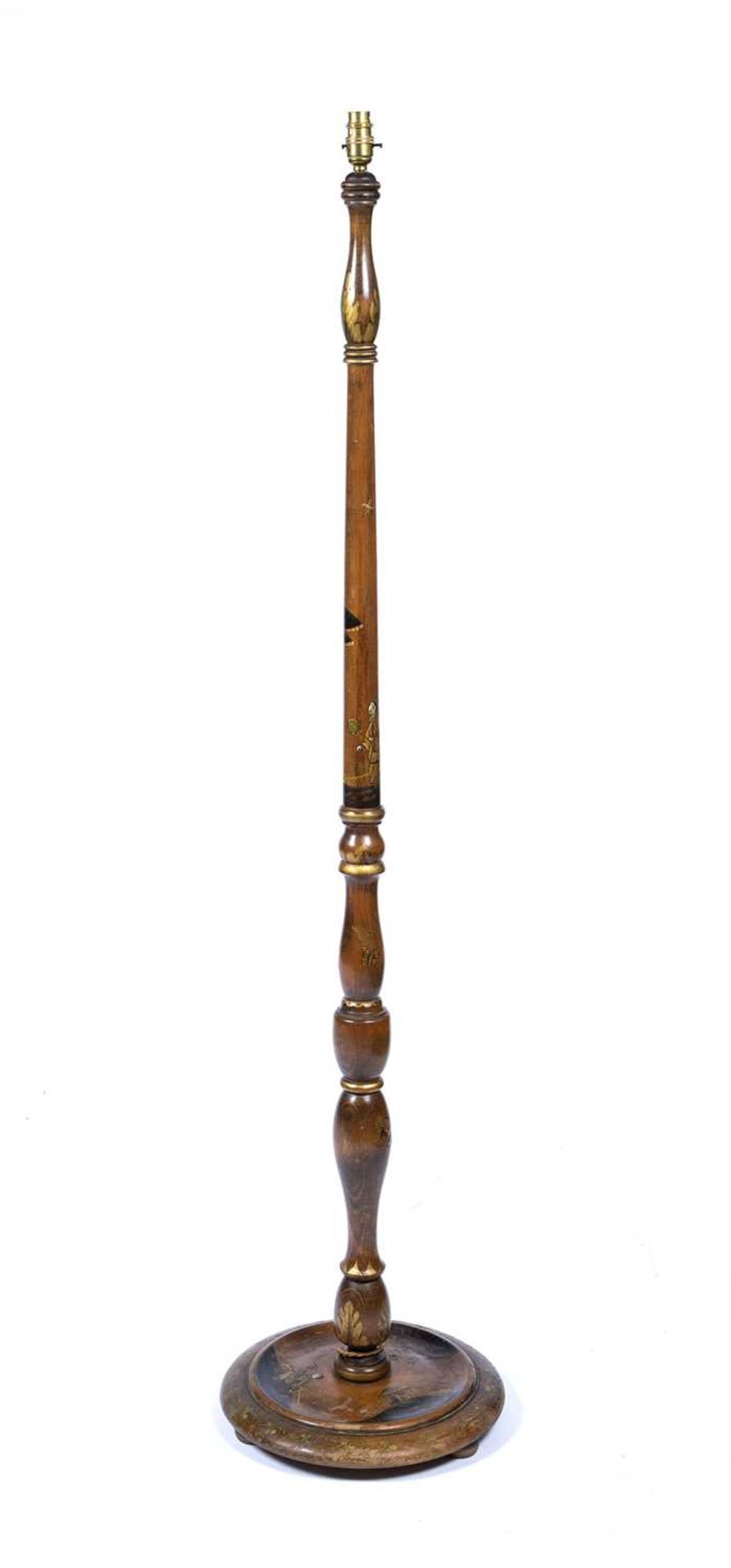 Chinoiserie standard lamp 20th Century, in Chinese taste, with painted decoration, 152cm highPlug