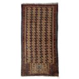 Pale gold ground prayer rug Turkoman, with rows of foliate head designs,150cm x 81cmOverall wear