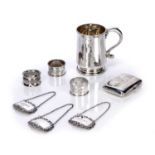 Collection of silver items comprising of a silver tankard, bearing marks for S W Smith & Co,