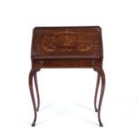 Walnut Bureau de Dame 19th Century, with marquetry inlaid decoration on cabriole legs, 71cm x