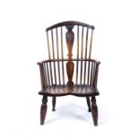 Elm Windsor Chair 19th Century, with a splat back and shaped seat, 98cm high x 58cm across x 43cm