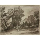 After Thomas Gainsborough (1727-1788) 'Wooded Landscape with Cows beside a Pool, Figures and