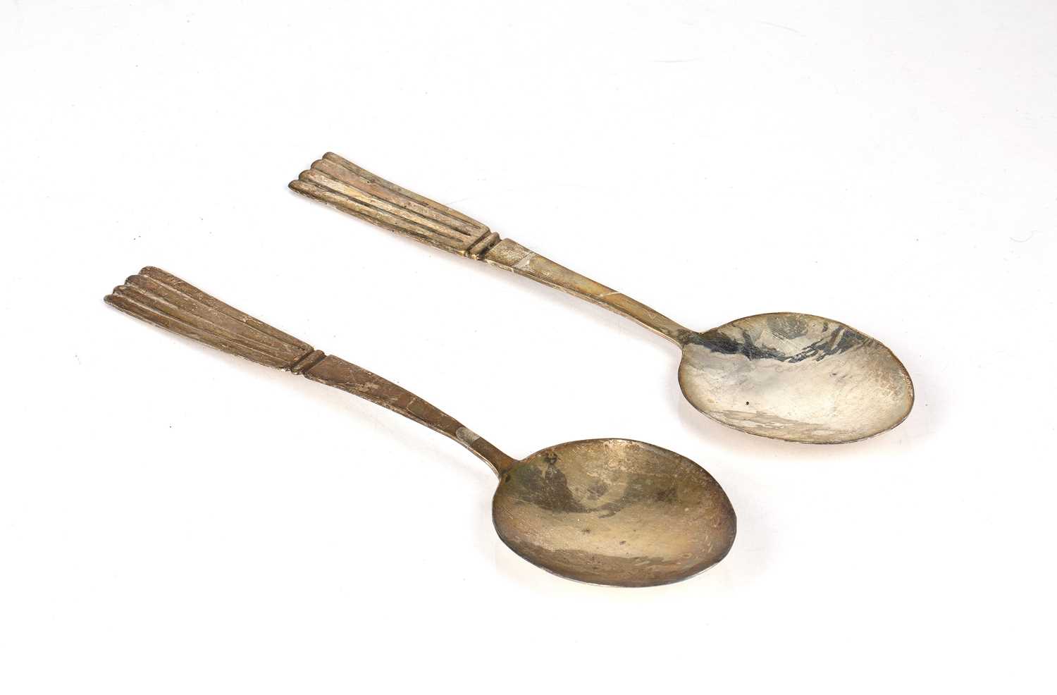 Alan Vernon Knight (1911-1995) Pair of silver serving spoons, bearing marks for Alan Knight (AK),