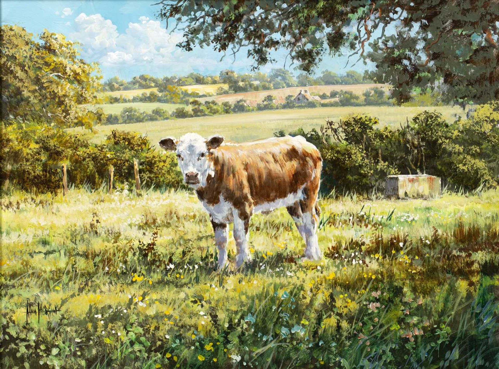 Alan Morgan (b.1952) 'The Calf', oil on board, signed lower left, 29cm x 39cm and another by the