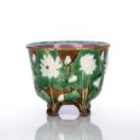 In the manner of George Jones Majolica jardiniere, decorated with water lilies, unmarked, 18cm