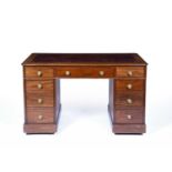 Mahogany pedestal desk Late 19th/early 20th Century, with leather inset top and gilt metal