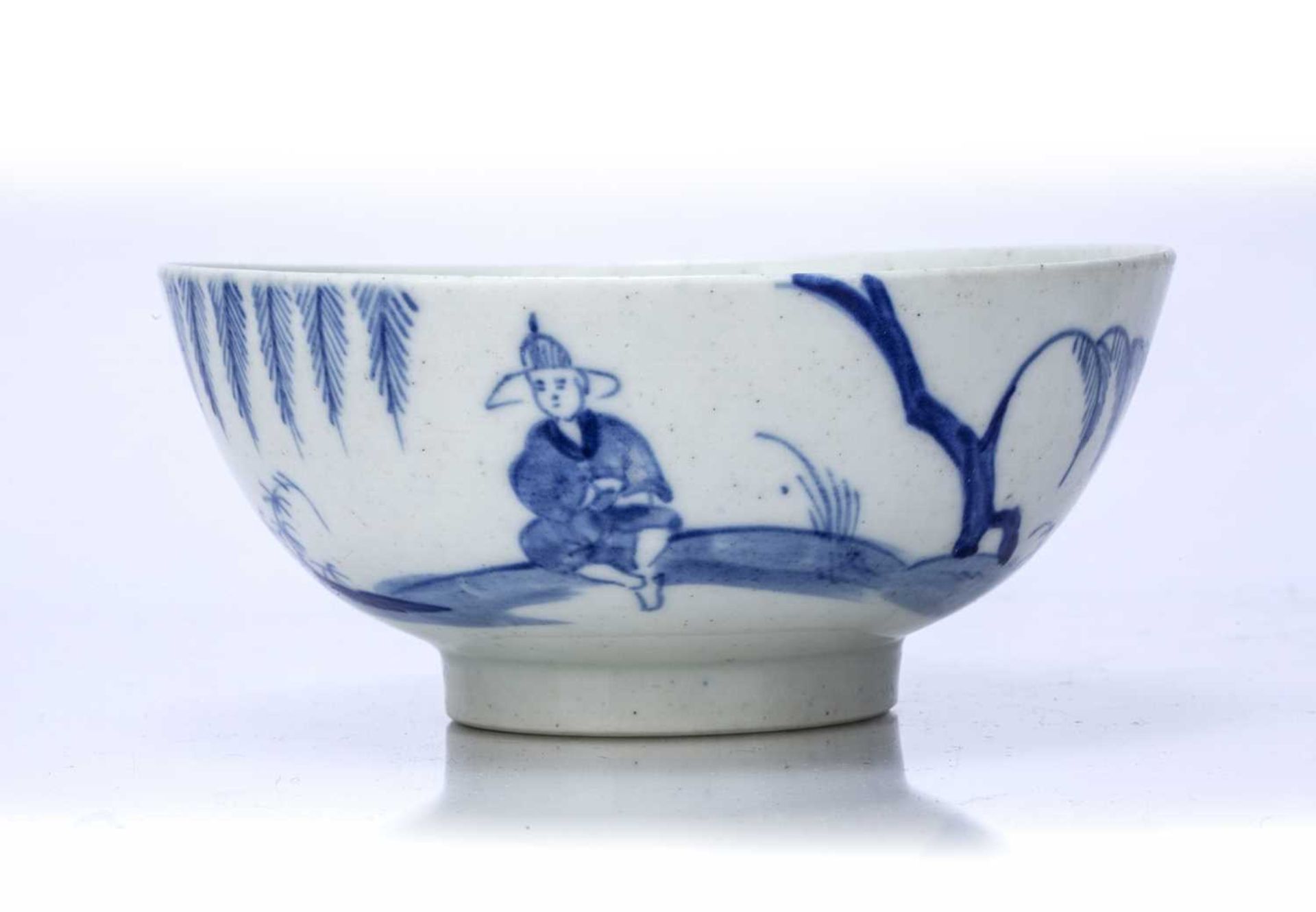 Bow bowl circa 1750-52, decorated with Crossed-Legged Chinaman pattern, 15cm across x 6.5cm high See - Image 2 of 5