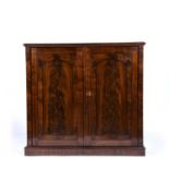 Mahogany cupboard 19th Century, the arched fielded panelled doors enclosing shelves, 127cm x 117cm