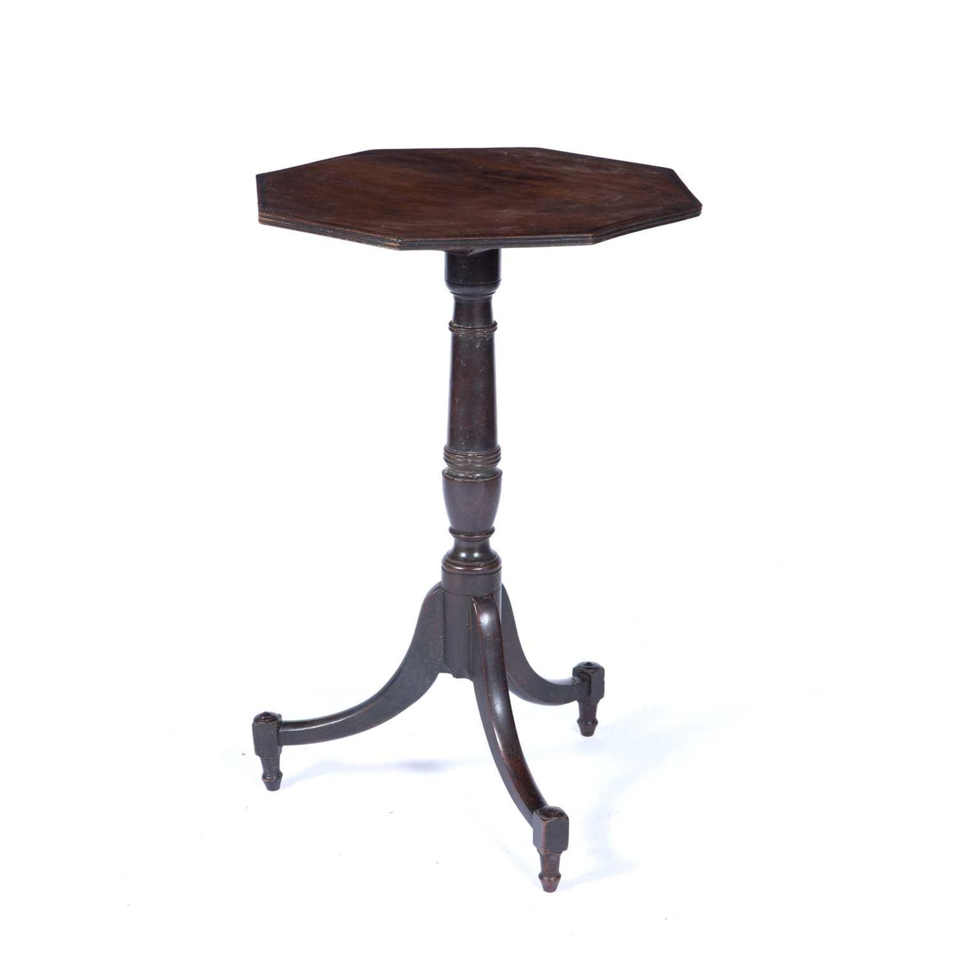 Mahogany and ebony inlaid octagonal occasional table 19th Century, on a turned column and tripod - Image 2 of 3