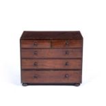 Mahogany table top/apprentice chest 19th Century the fitted drawers with cotton reels and sewing