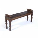 Oak window seat 19th Century, with carved decoration to the edge of the seat panel, 124cm x 53cm x