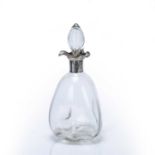 Silver collared glass decanter of pinched form, the collar bearing marks for John Grinsell & Sons,