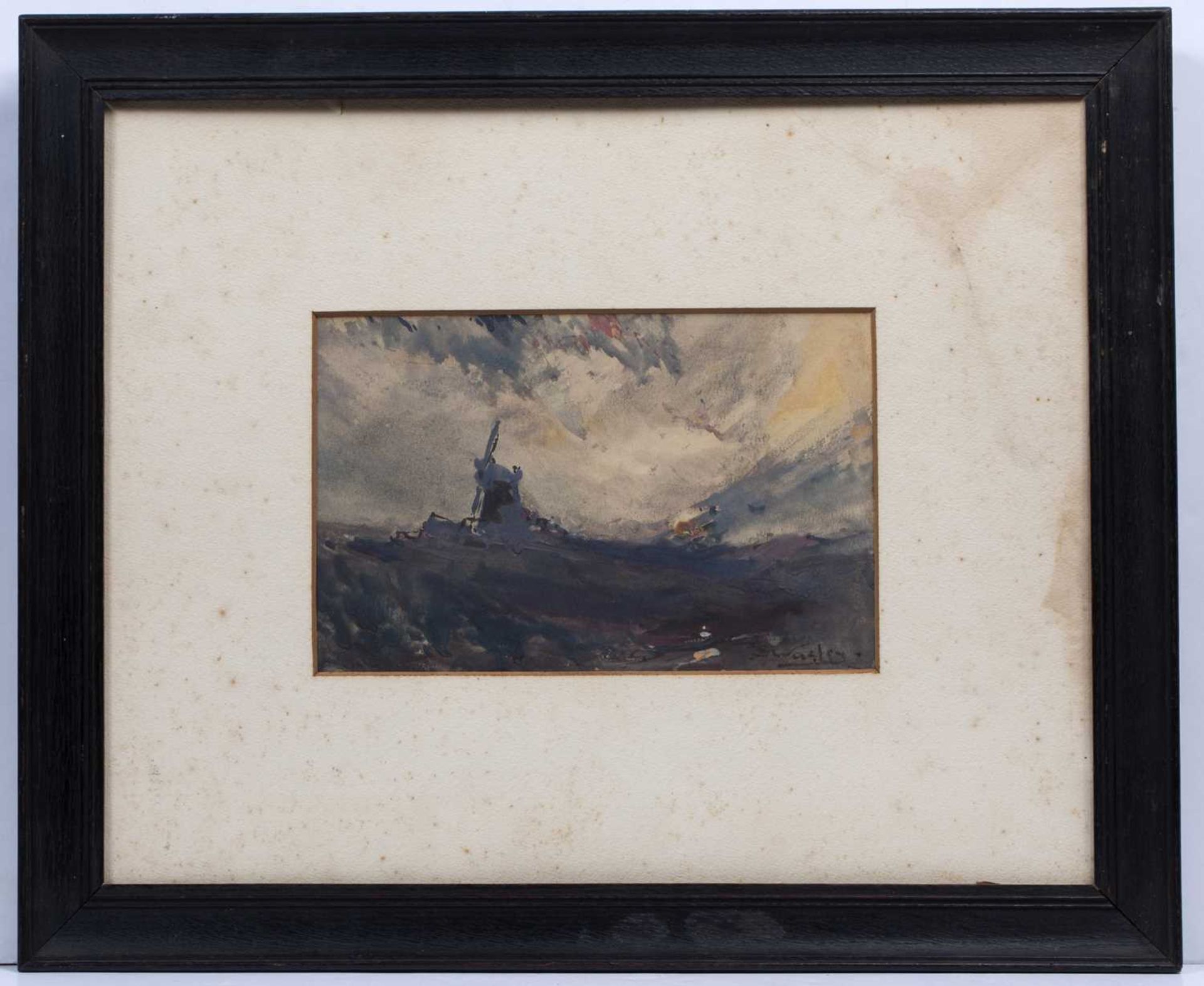 Frank Wasely (1848-1934) View of a windmill, watercolour, signed, 15cm x 23cmSome foxing to the - Image 2 of 3