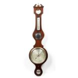 Mahogany barometer 19th Century, with silvered dials, marked Lillia, Bell Street, Birmingham,