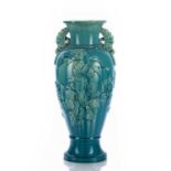 Burmontofts style Aesthetic movement after the 'Alhambra' vase, decorated with flowers and leaves,