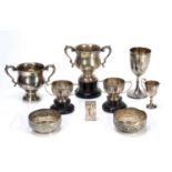 Collection of silver consisting of: a silver presentation cup, bearing marks Henry Wilkinson & Co,