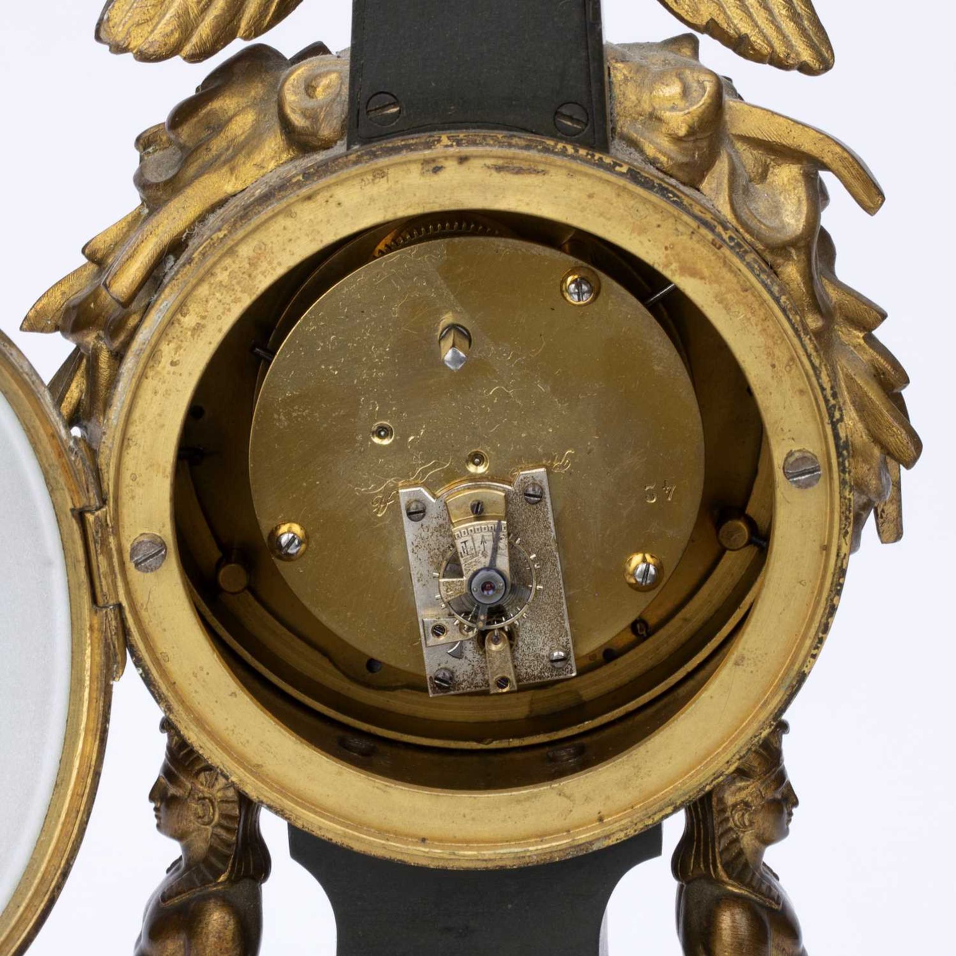 Egyptian Revival Continental mantel clock late 19th Century, in the form of an obelisk with ormolu - Image 2 of 3