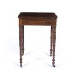 Pale rosewood side table 19th Century, with small brass handles, fitted one drawer, and on brass