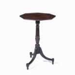 Mahogany and ebony inlaid octagonal occasional table 19th Century, on a turned column and tripod