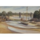 20th Century English School 'Untitled river scene with boat', watercolour, unsigned, 23cm x