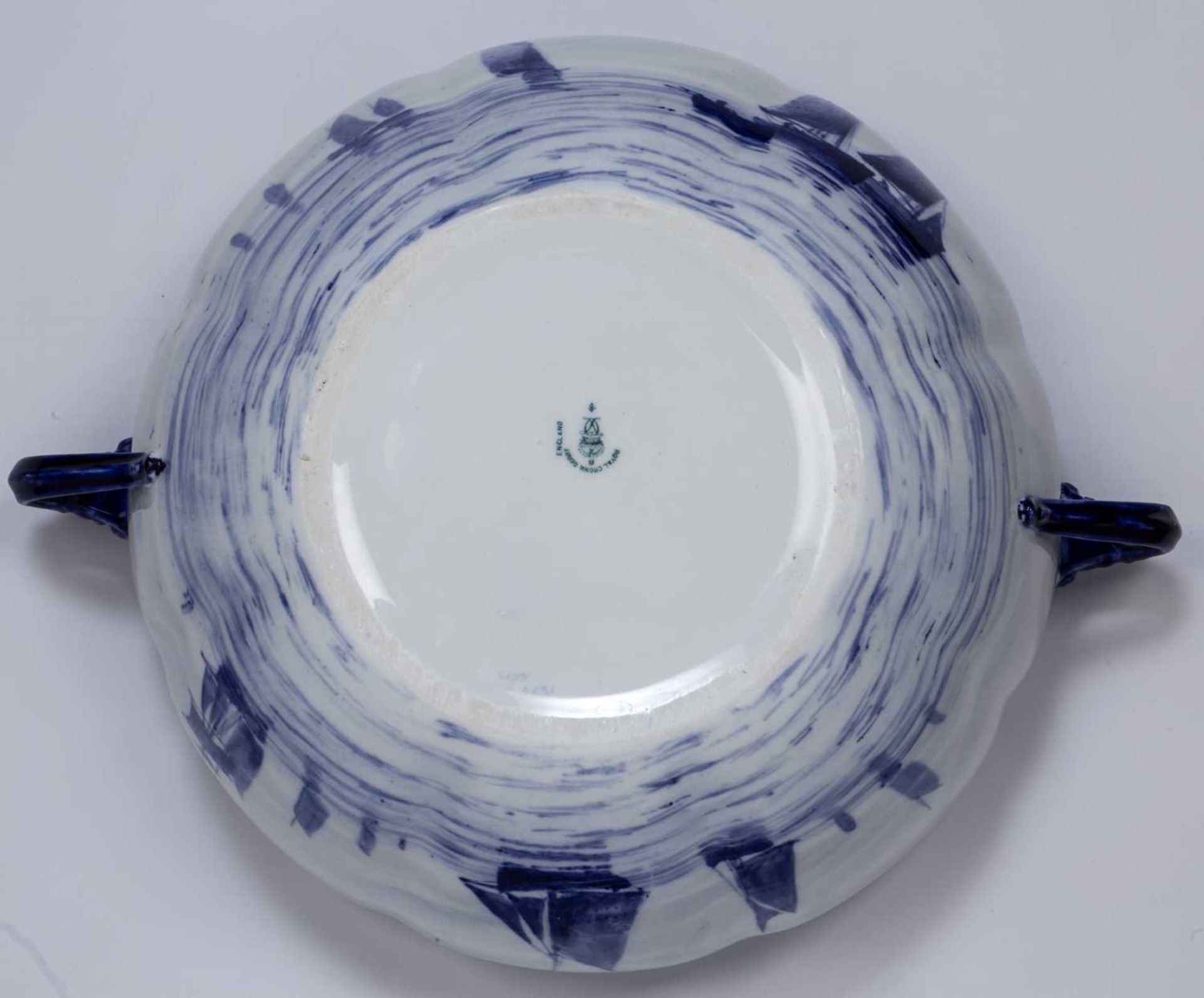 Crown Derby ceramic bowl decorated with sailing boats, marked to the base, the silver rim bearing - Image 6 of 6