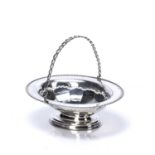 Silver basket with adjustable swing handle, bearing marks for James Dixon & Sons Ltd, Sheffield,