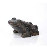 Painted wooden frog Japanese, 20th Century, for use in a shrine, unmarked, 17cm overallOverall