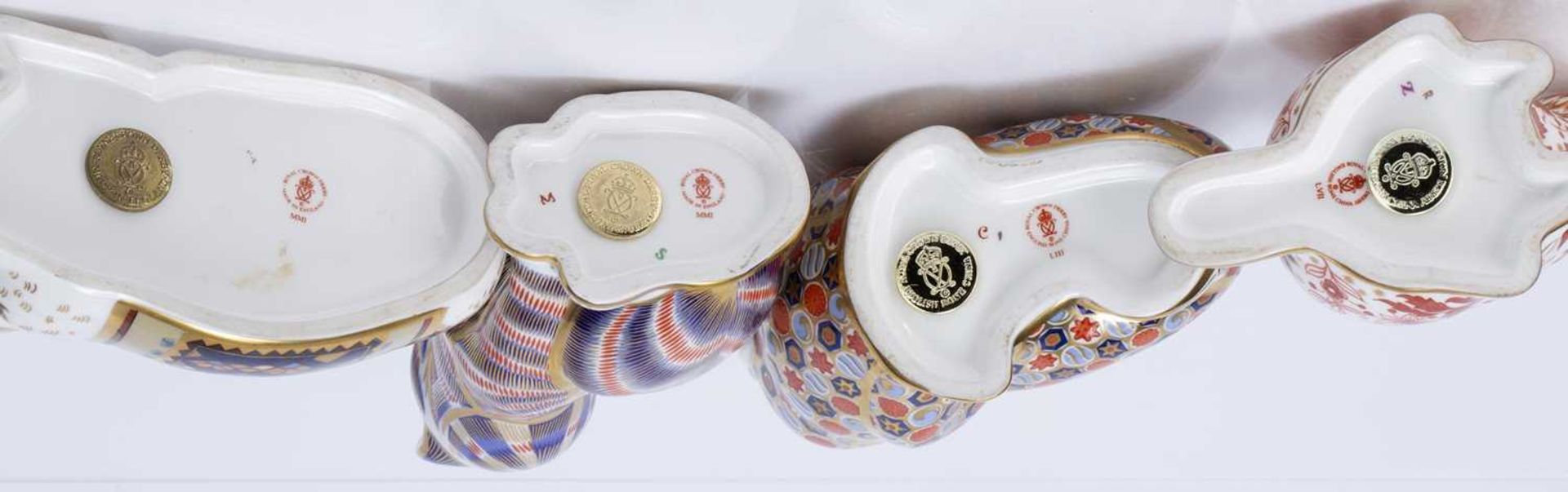 Four Royal Crown Derby paperweights decorated in the Imari colour palette in the form of animals, - Image 3 of 3