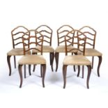 Six Thonet stained beech dining chairs with labels, 94cm high (6) Worn and seats need re-