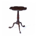 Mahogany shaped tray top tripod table 19th Century, on hoof feet, 52cm diameter x 64cm highOld