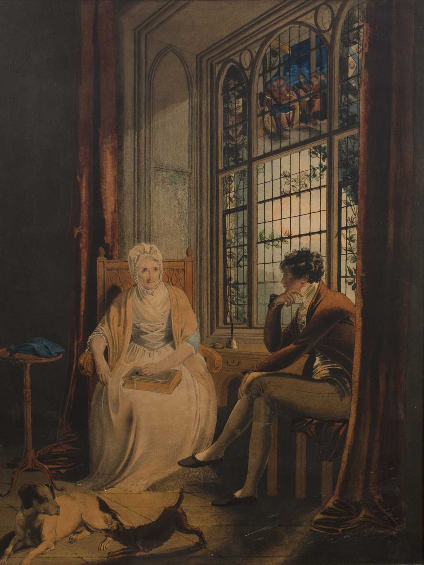 After Richard Westall (1765-1836) 'The Country Dowager' watercolour, unsigned, 61cm x 46cm and an