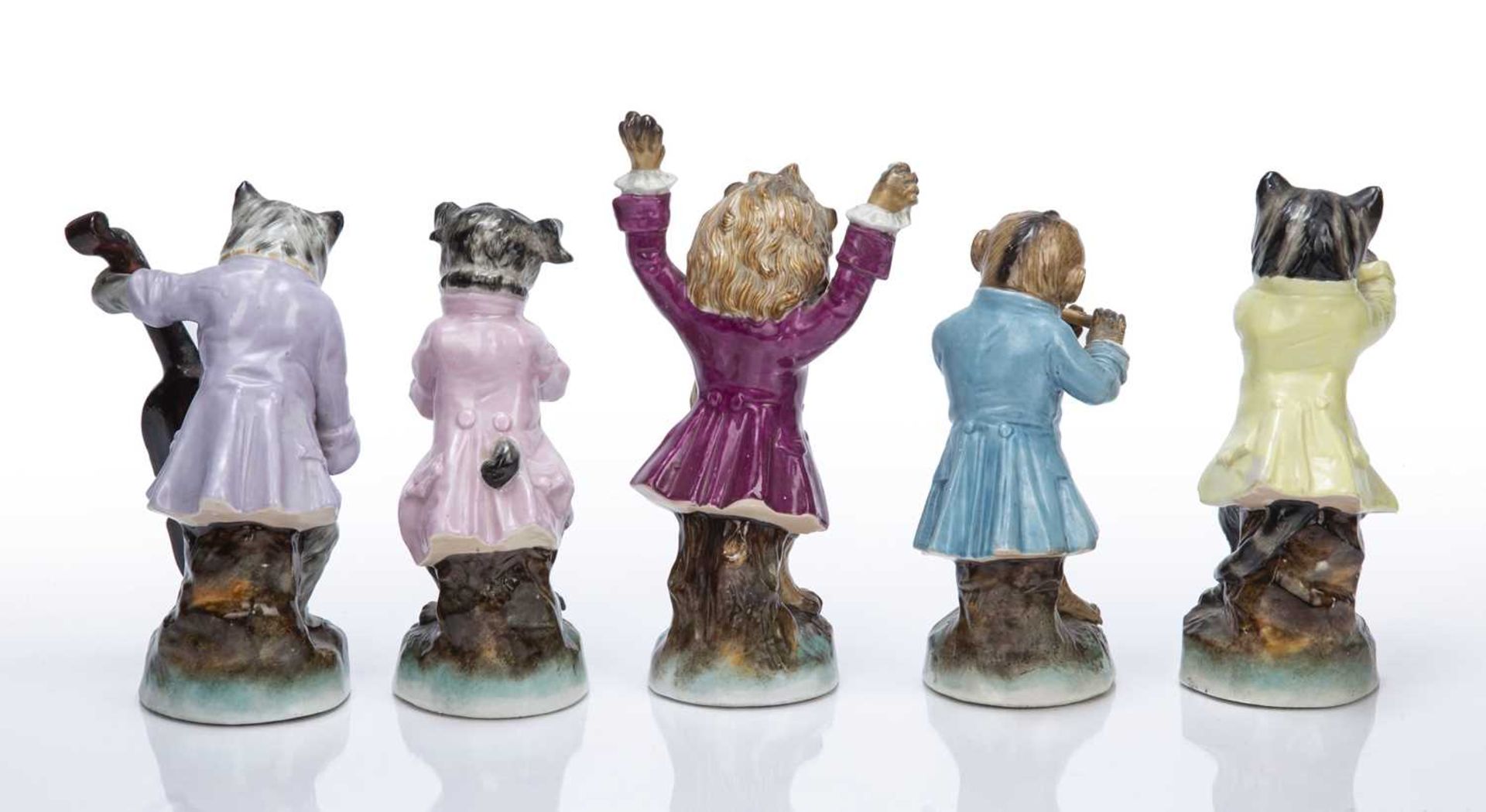 Group of ceramic figures late 19th/early 20th Century, consisting of five animal band type pieces, - Image 2 of 3