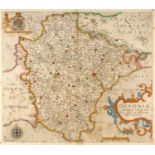 After Christopher Saxton (1540-1610) William Kip antiquarian map of County Devon, with later hand