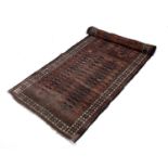 Hamadan rug with geometric designs and multiple border, 119cm x 137cm and a brick red ground runner,