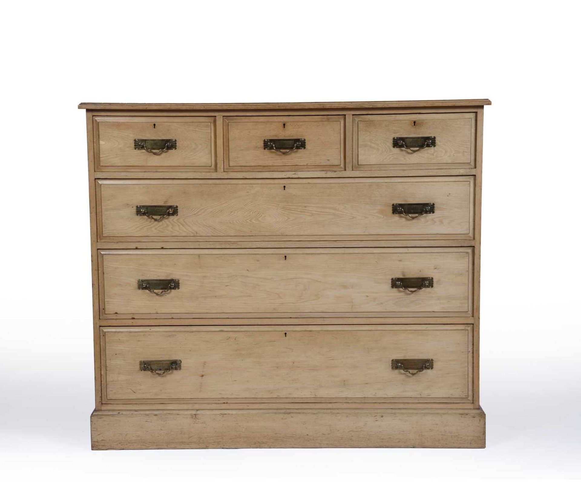 Gillows of Lancaster Ash, Victorian, chest of three over three drawers, with brass handles,