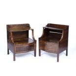 Mahogany matched pair of commodes Late 18th Century, with serpentine fronts, one is 59cm x 77cm x