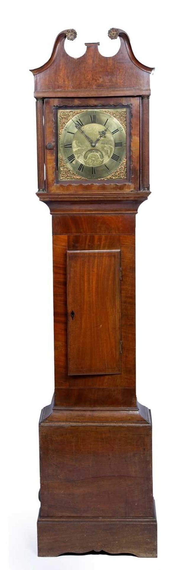 John Chance of Chepstow, mahogany cased longcase clock the 11 inch square brass dial having Roman