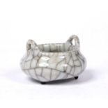 Ge-type censer Chinese, 19th/20th Century, with crackleware glaze, supported by three raised feet,